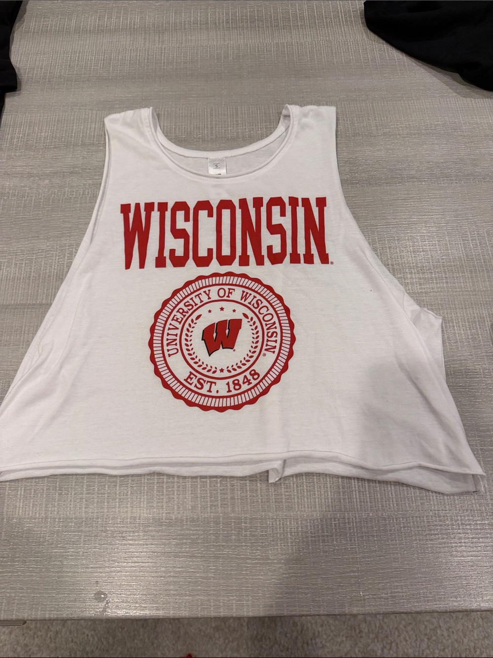 White cropped UW Wisconsin Madison Tank. Size S. Like new condition.